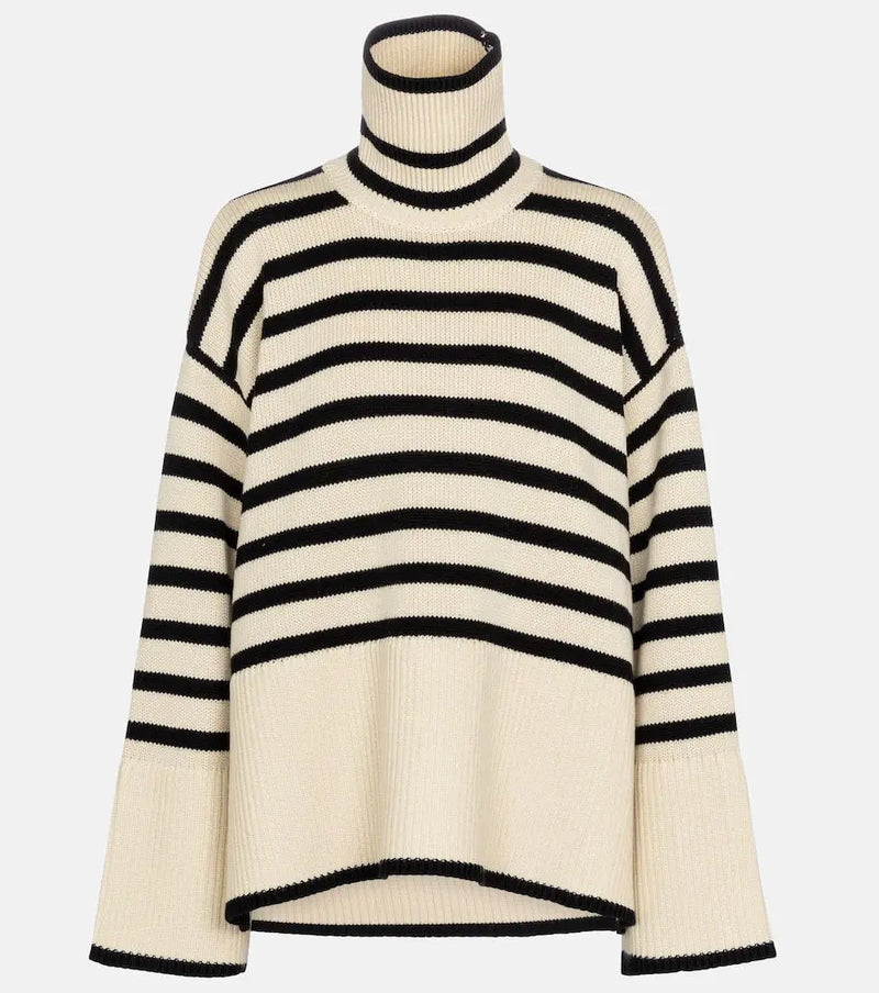 Toteme Striped turtleneck wool-blend sweater | LYBSTORE