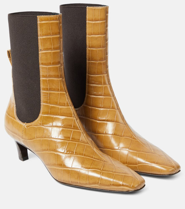 Toteme The Mid Heel croc-effect leather ankle boots