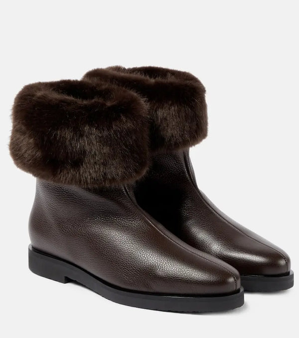 Toteme The Off-Duty faux fur-lined leather boots | LYBSTORE