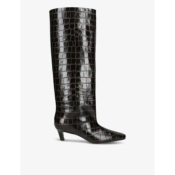 Toteme The Wide Shaft crocodile-embossed leather heeled boots | Toteme