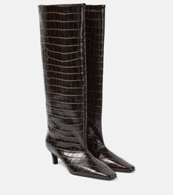 Toteme Wide Shaft croc-effect leather knee-high boots