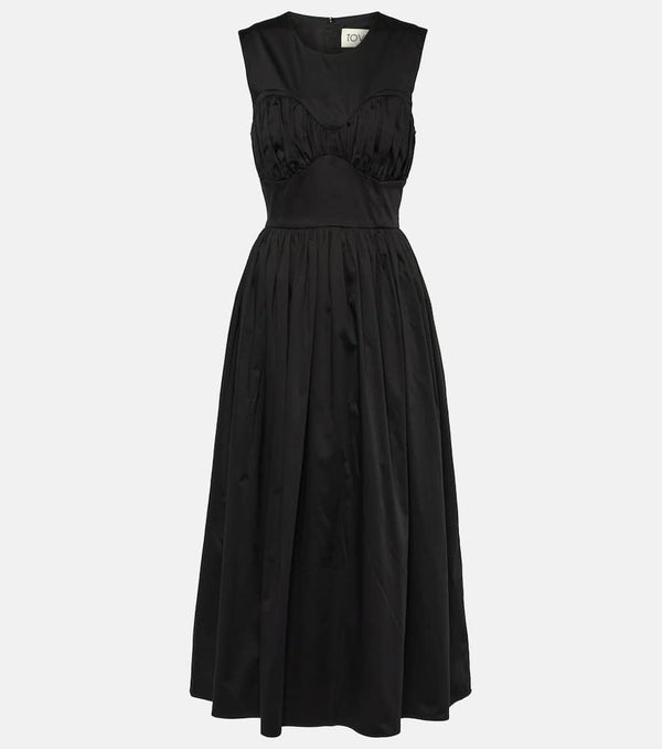 Tove Delphine gathered cotton-blend midi dress