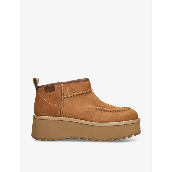 Ugg CityFunc Ultra Mini logo-patch platform suede and shearling boots