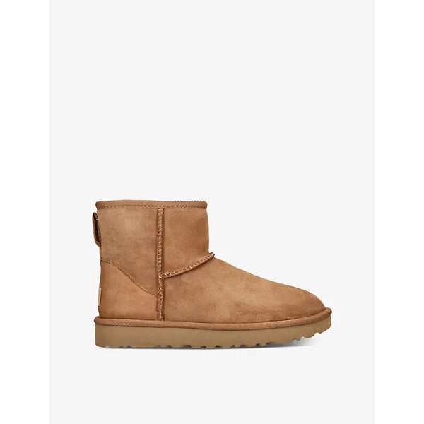 Ugg Classic Mini Regenerate logo-patch suede and shearling ankle boots