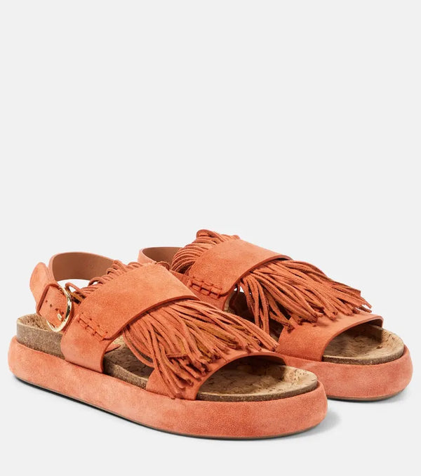 Ulla Johnson Alba fringed suede sandals | LYBSTORE