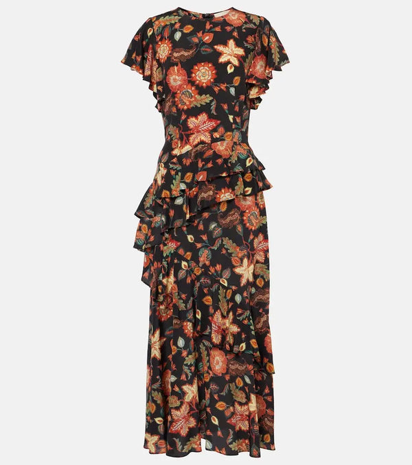 Ulla Johnson Amaia floral crêpe de chine midi dress