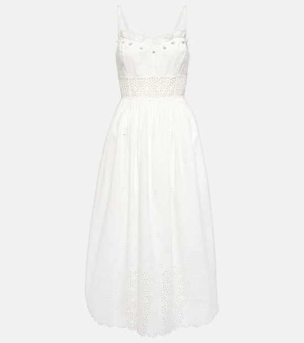 Ulla Johnson Cowrie broderie anglaise cotton midi dress | LYBSTORE