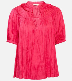 Ulla Johnson Eleni plissé satin top | LYBSTORE