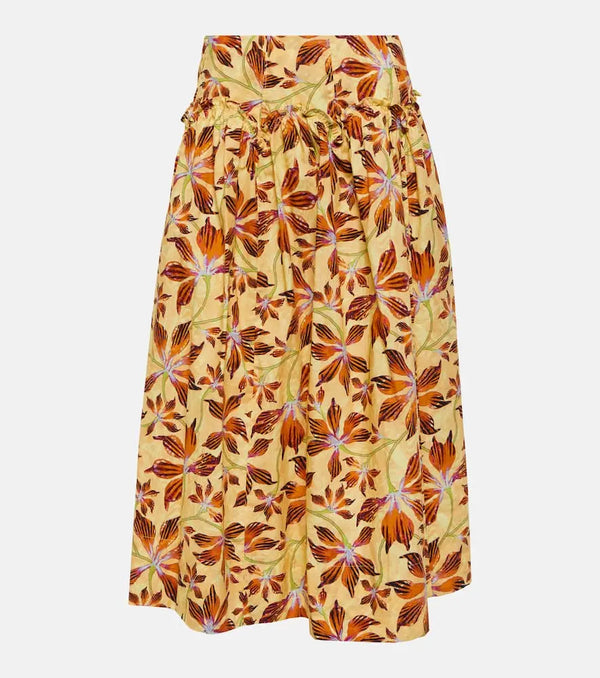 Ulla Johnson Emmy floral cotton poplin midi skirt | LYBSTORE