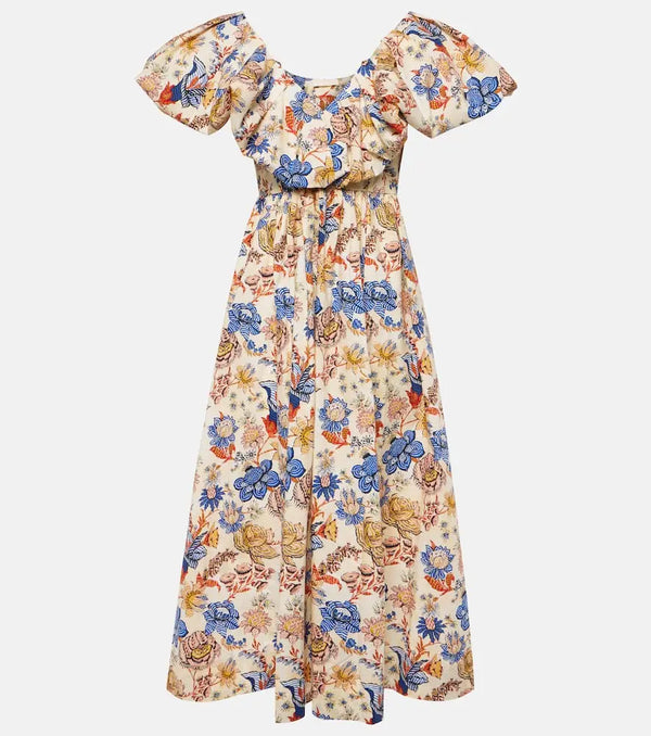 Ulla Johnson Francesca floral cotton poplin midi dress | LYBSTORE