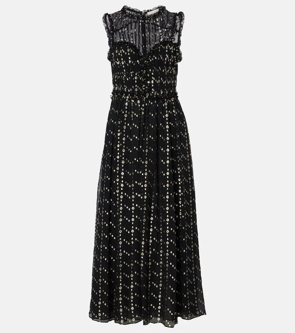 Ulla Johnson Kasia silk-blend lamé midi dress | LYBSTORE