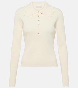 Ulla Johnson Liese ruffled ribbed-knit polo sweater