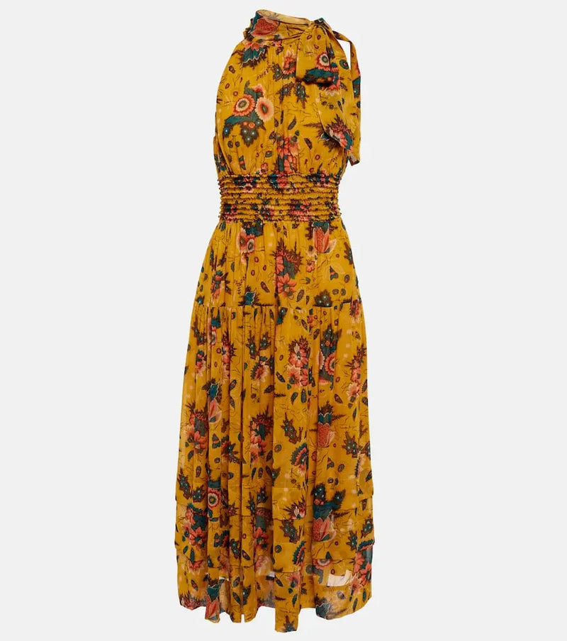 Ulla Johnson Maya floral silk chiffon midi dress