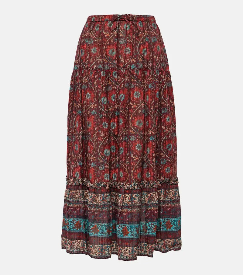 Ulla Johnson Paige printed cotton-blend midi skirt | LYBSTORE