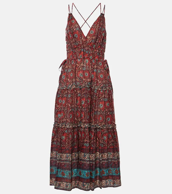 Ulla Johnson Rosa printed cotton-blend midi dress | LYBSTORE