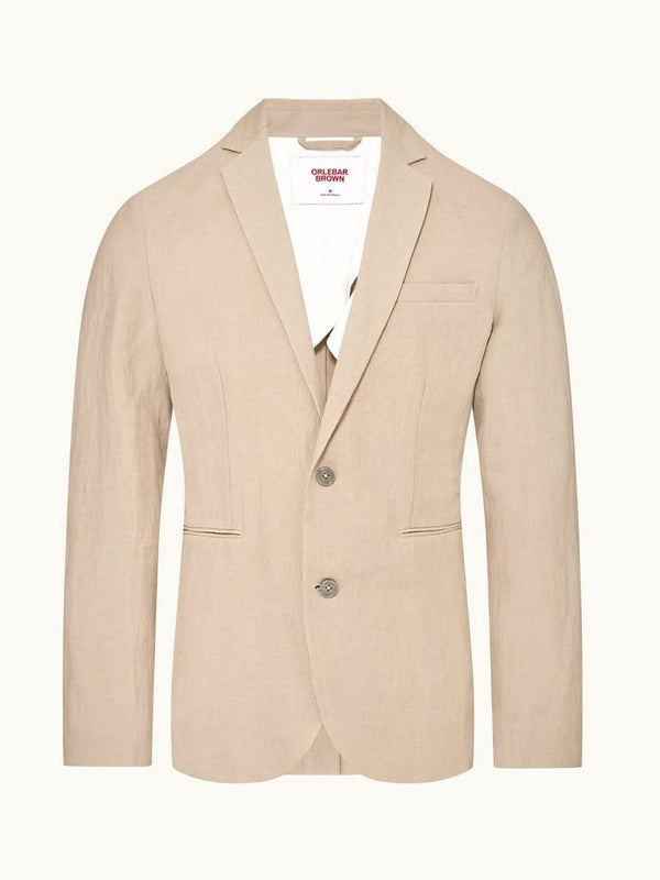 Ullock Linen - 007 Taupe Unstructured Two-Button Linen Blazer