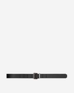 Unaffected Double Pin Leather Belt Black