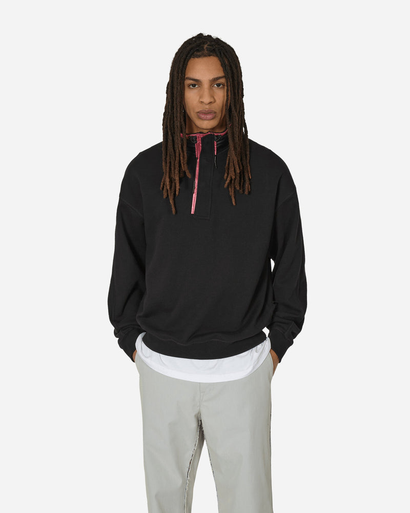 Unaffected Stand Collar Half Zip Sweatshirt Black