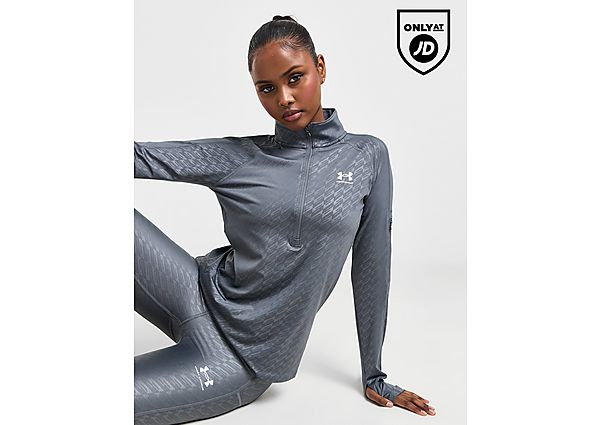 Under Armour Emboss All Over Print 1 4 Zip Top Grey