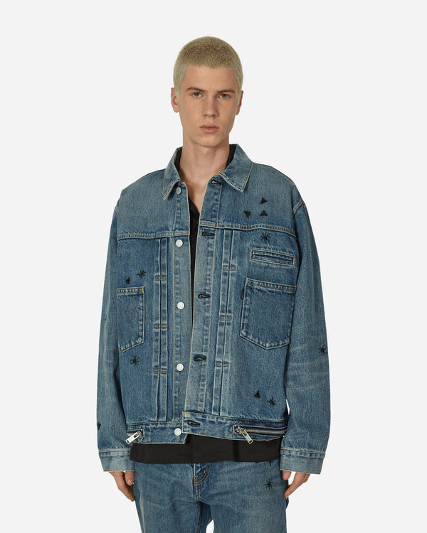 Undercover Embroidered Denim Jacket Light Blue Indigo