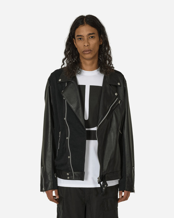 Undercover Slubs Plainstitch Mixed Leather Riders Jacket Black