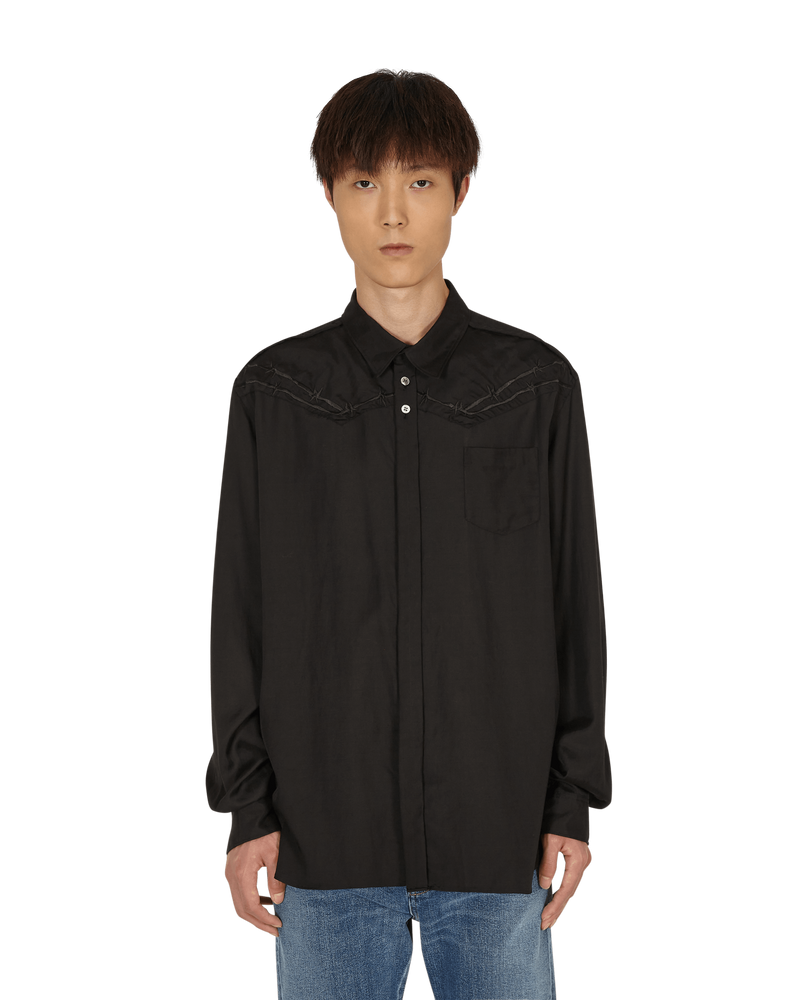 Undercover Barbed Wire Embroidered Shirt Black