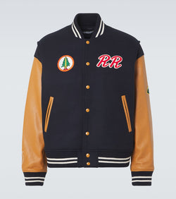 Undercover x Twin Peaks® leather-trimmed varsity jacket