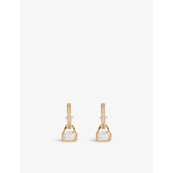 Womens V By Laura Vann April 18ct yellow gold-plated recycled sterling-silver and white topaz earrings