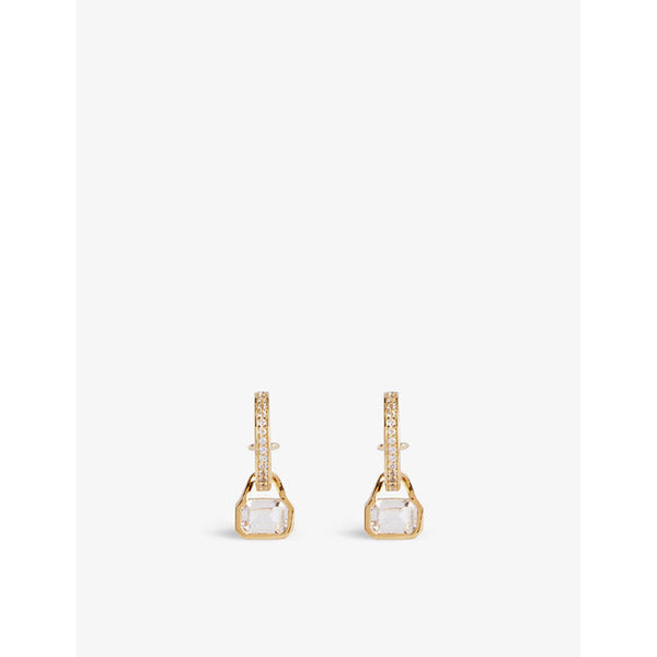 Womens V By Laura Vann April 18ct yellow gold-plated recycled sterling-silver and white topaz earrings