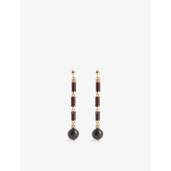 Womens V By Laura Vann Column 18ct yellow gold-plated vermeil sterling-silver, bloodstone and topaz drop earrings