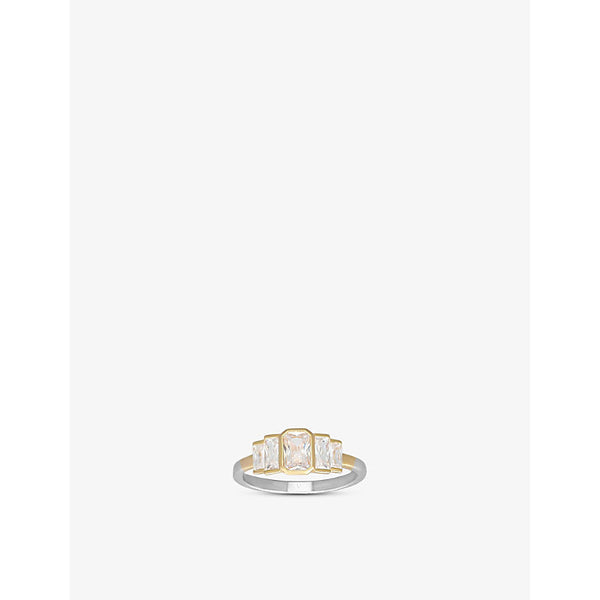 Womens V By Laura Vann Isla rhodium and 18ct yellow gold-plated recycled sterling-silver and cubic zirconia ring