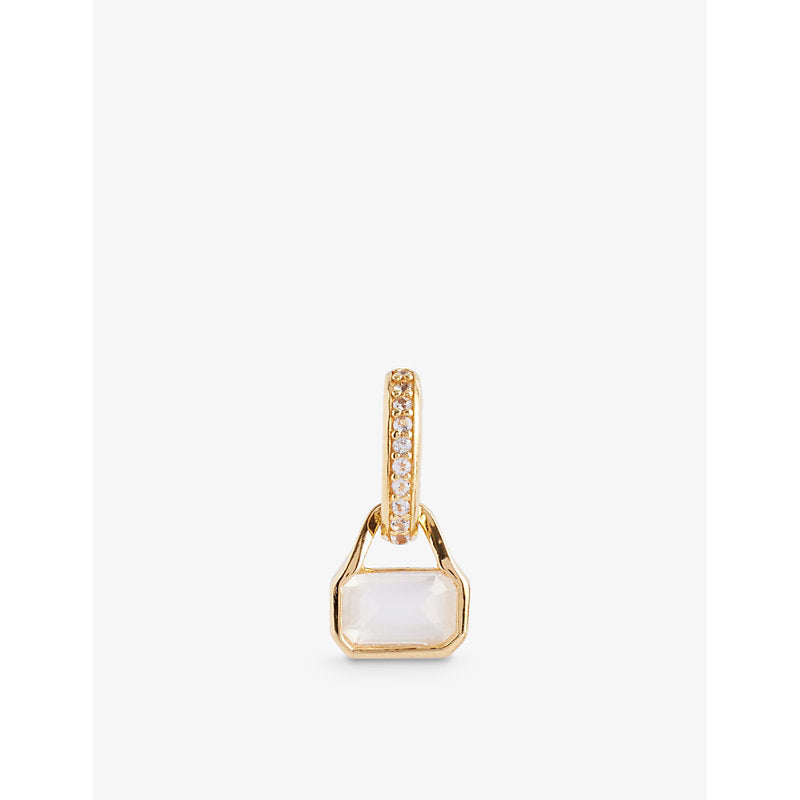 Womens V By Laura Vann June 18ct yellow gold-plated recycled sterling-silver moonstone and white topaz charm