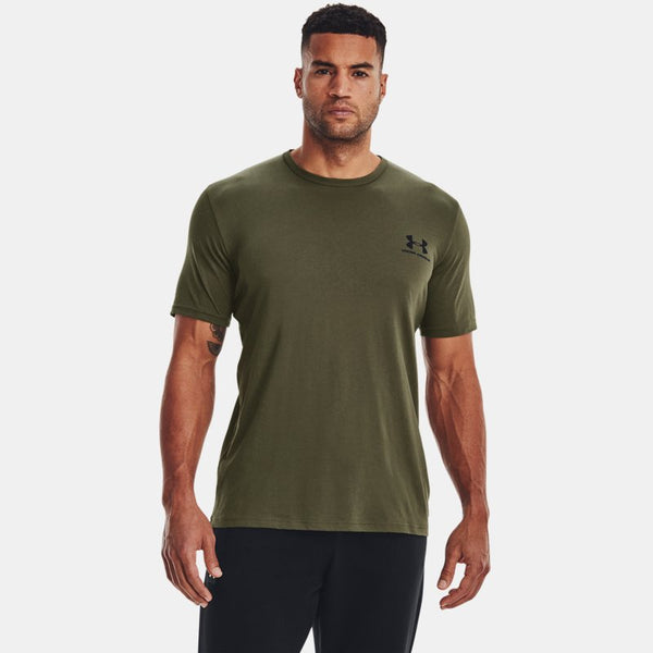 Under Armour Left Chest Logo Short Sleeve Marine OD Green Black Black