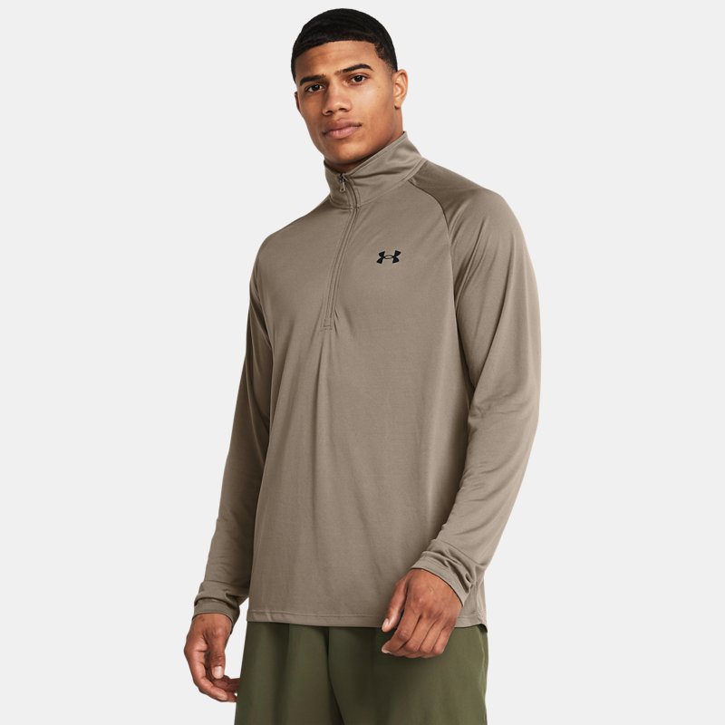 Under Armour Tech™ ½ Zip Long Sleeve Taupe Dusk Black