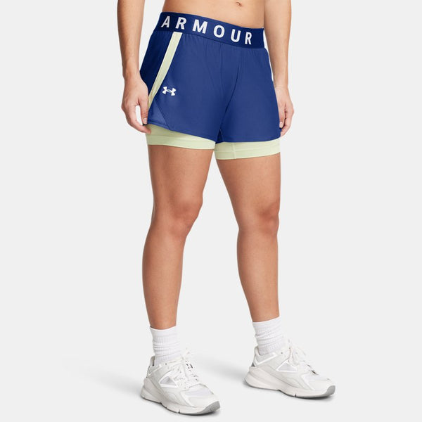 Under Armour Play Up 2-in-1 Shorts Tech Blue Retro Green White