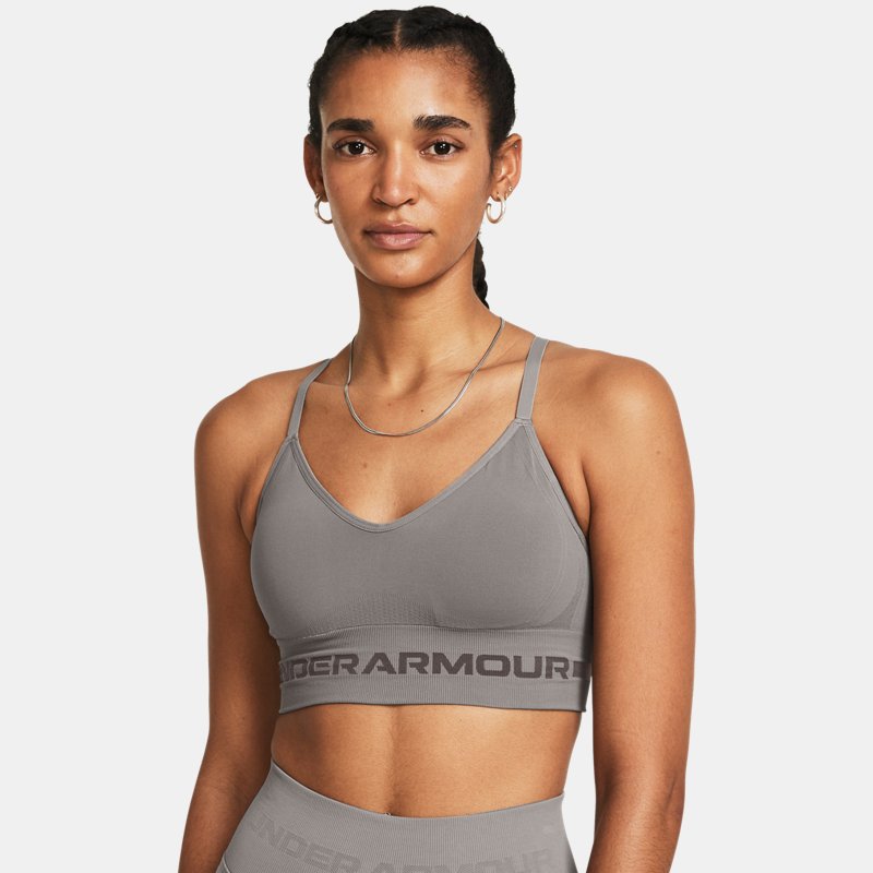 Under Armour Seamless Low Long Sports Bra Pewter Fresh Clay