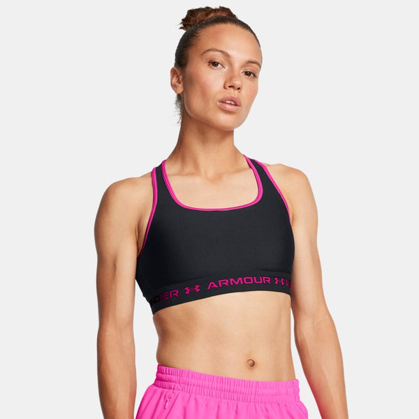 Armour® Mid Crossback Sports Bra Black Rebel Pink Rebel Pink