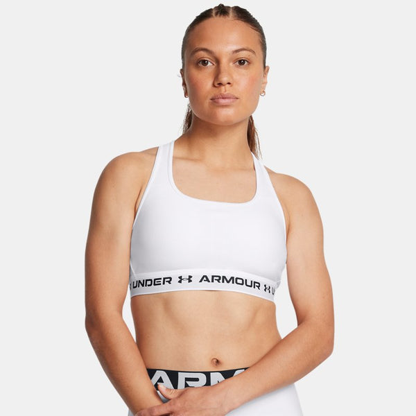 Armour® Mid Crossback Sports Bra White Black