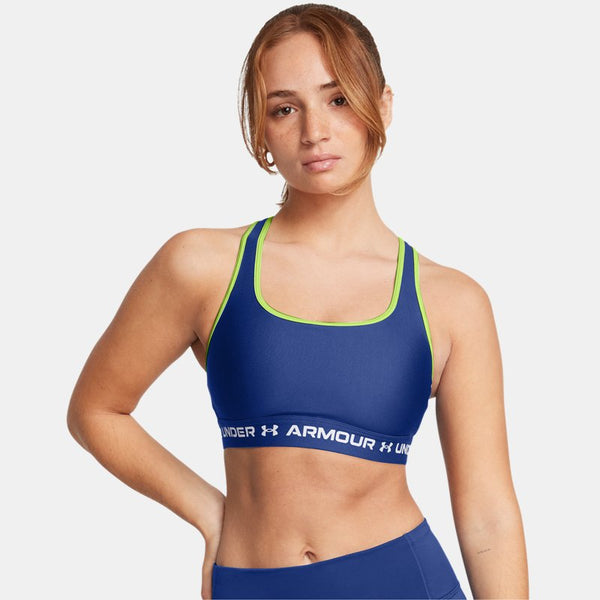 Armour® Mid Crossback Sports Bra Tech Blue Retro Green White