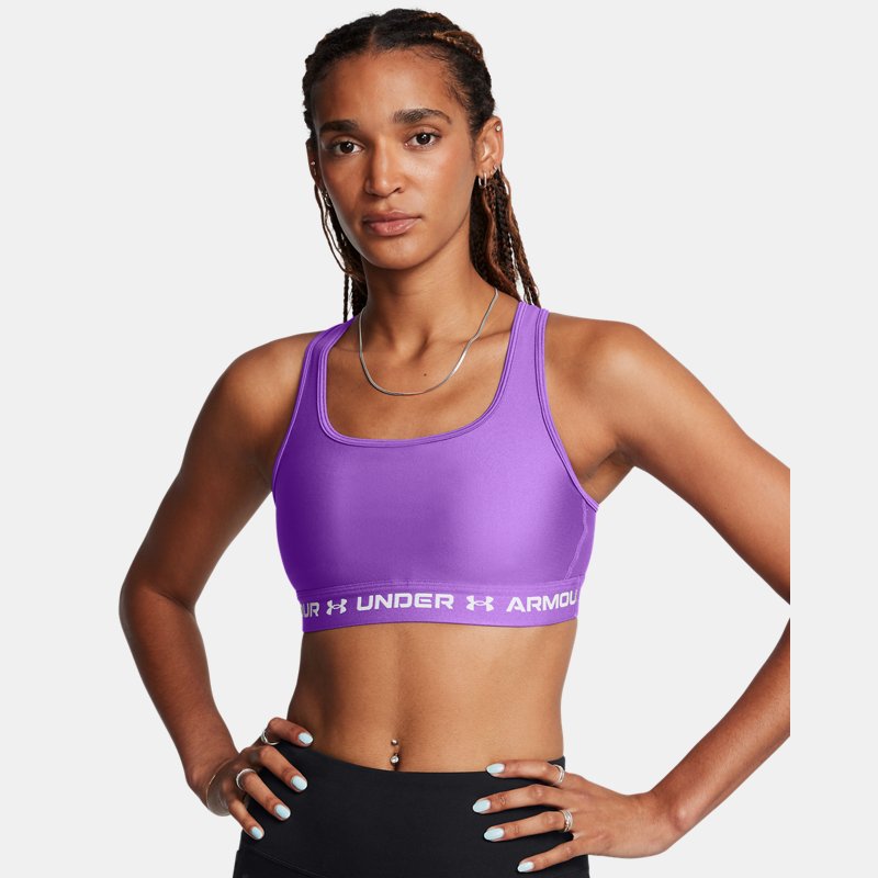 Armour® Mid Crossback Sports Bra Lavish White