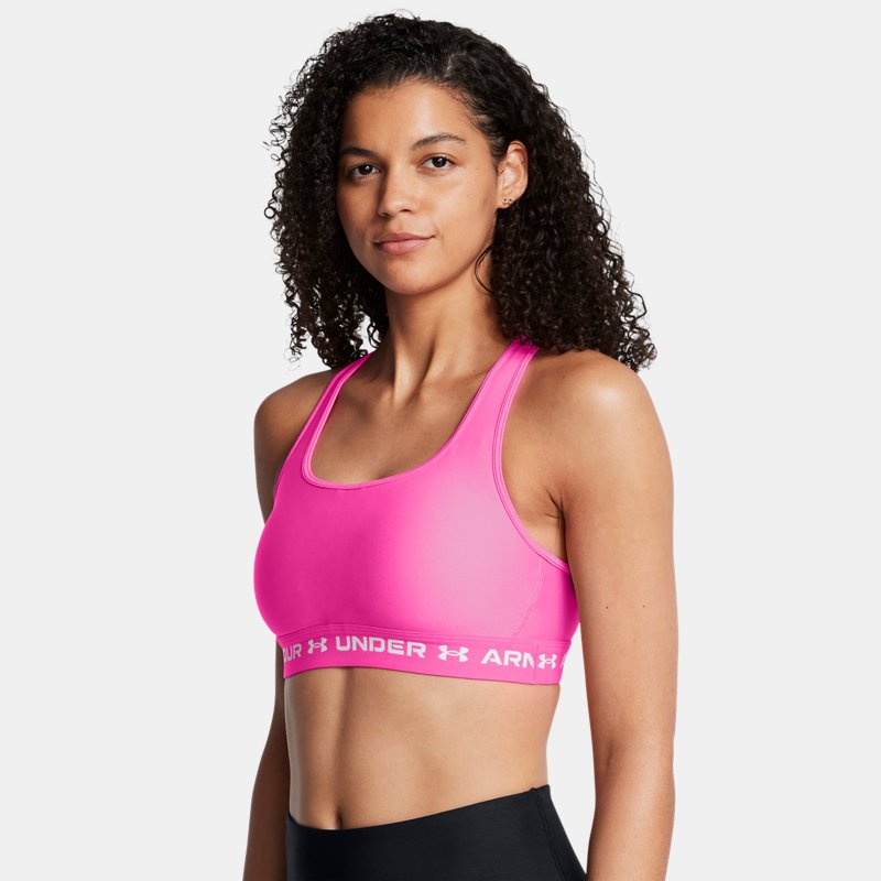 Armour® Mid Crossback Sports Bra Rebel Pink Rebel Pink White