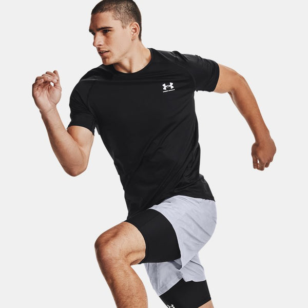 HeatGear® Fitted Short Sleeve Black White