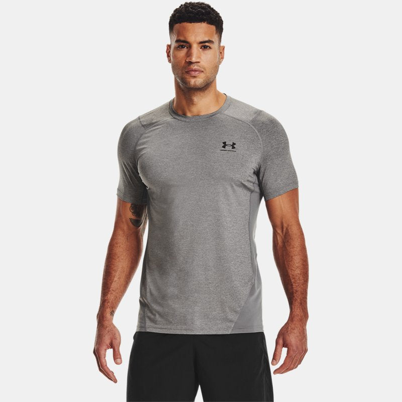 HeatGear® Fitted Short Sleeve Carbon Heather Black