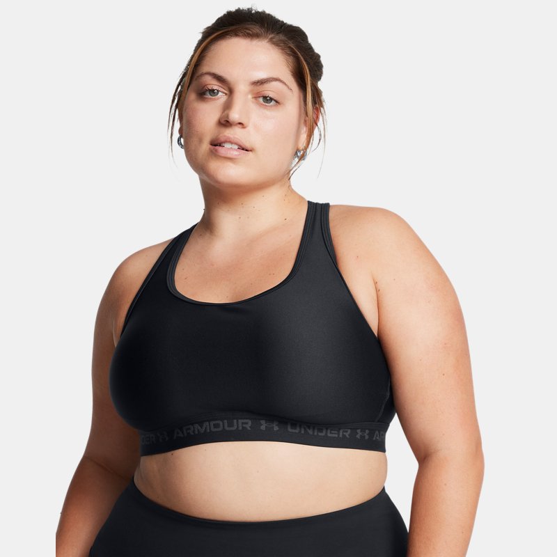 Armour® Mid Crossback Sports Bra Black Jet Gray