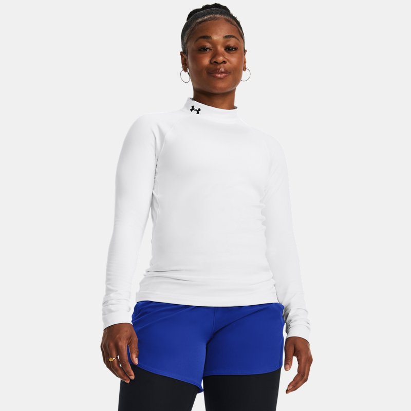 ColdGear® Mock Neck Long Sleeve White Black