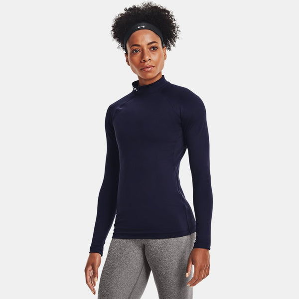 ColdGear® Mock Neck Long Sleeve Midnight Navy White