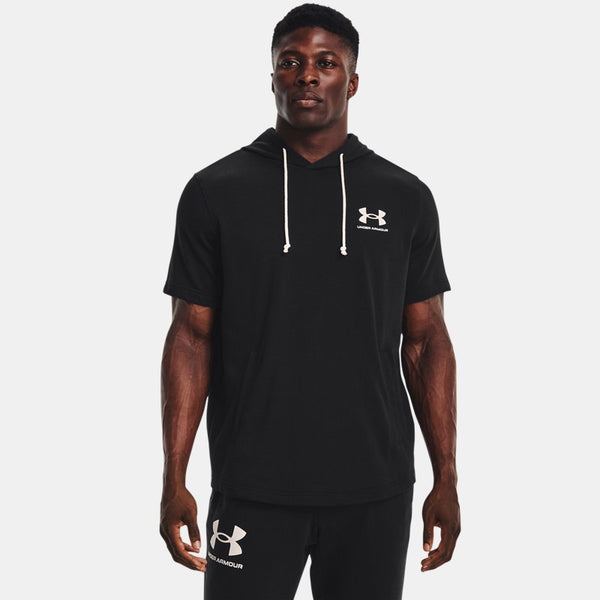 Under Armour Rival Terry Short Sleeve Hoodie Black Onyx White