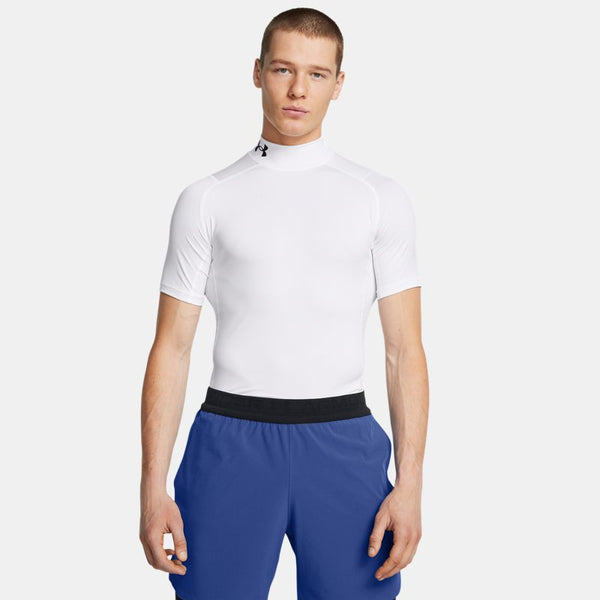 Under Armour HeatGear® Compression Mock Short Sleeve White Black