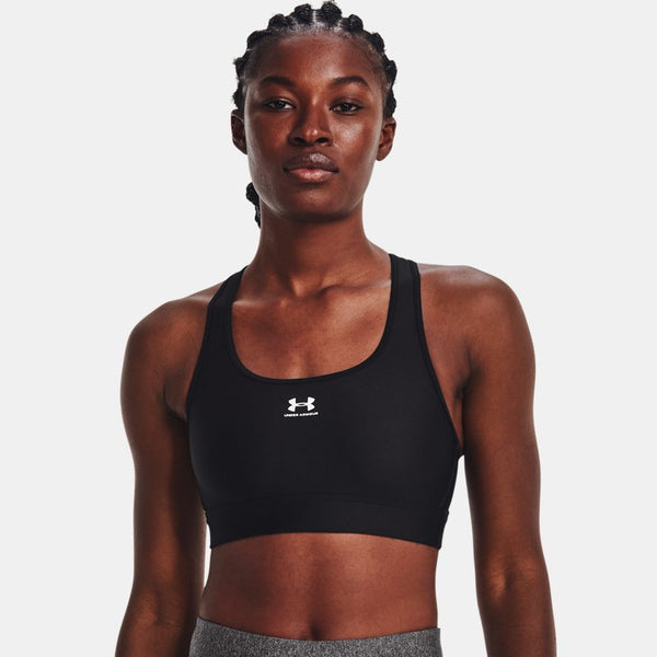 HeatGear® Mid Padless Sports Bra Black White