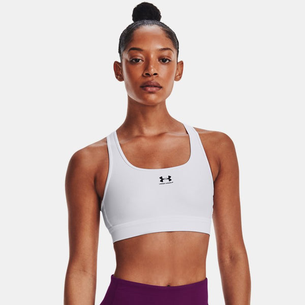 Under Armour HeatGear® Mid Padless Sports Bra White White Black